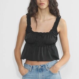 Aritzia Sunday Best Women's Crush Satin Top in Black